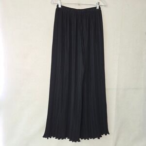LA CHEMISE Black Pleated Wide Leg Palazzo Pants Elastic Waist Size S Elegant